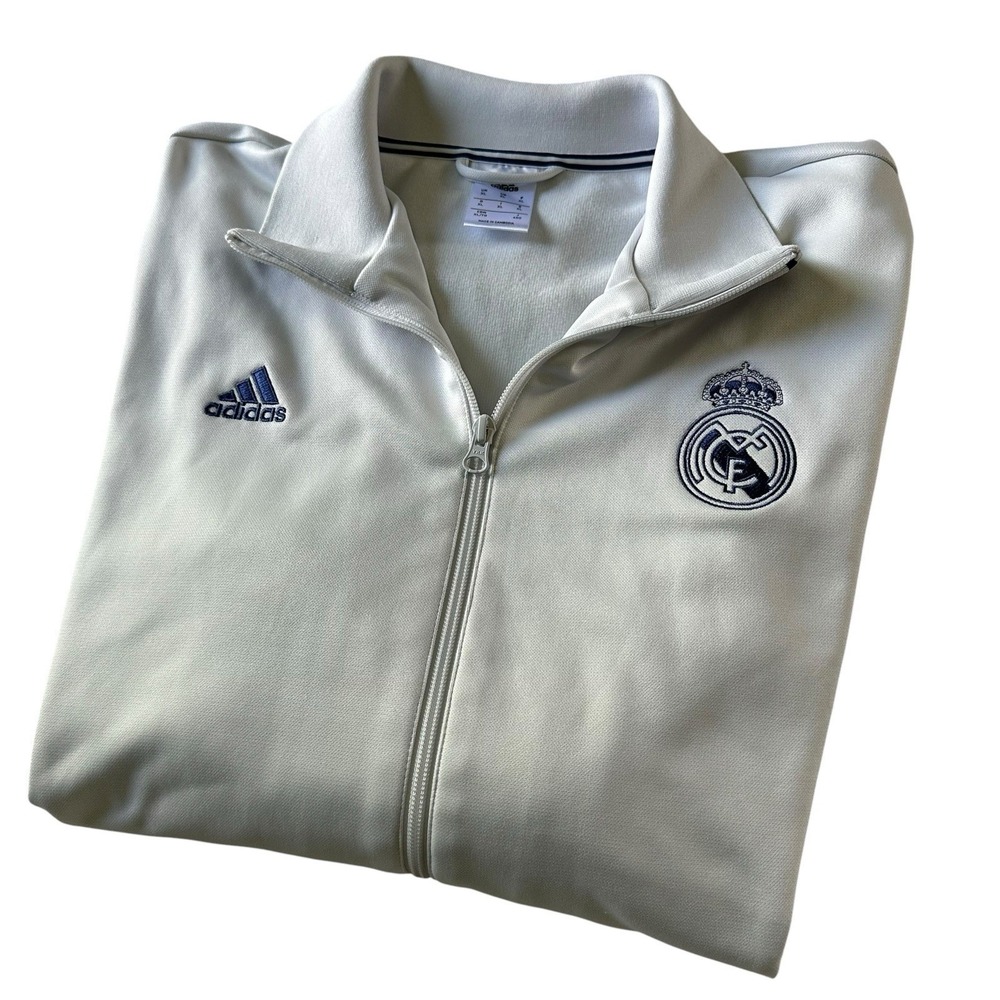Adidas Real Madrid FC Striped Logo Soccer Track Jacket - Size Mens XL - NEW NWOT